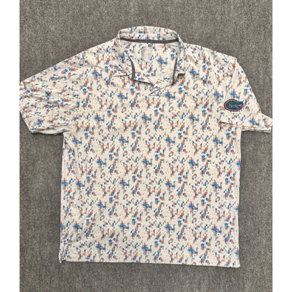 Callaway Opti-Dri Golf Polo Shirt White Geometric - Florida Gators - Men's XL